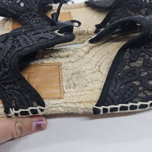 Baltarini BLT black lace open toe espadrille sandals EU 38 US 7 made in Spain - Picture 13 of 13
